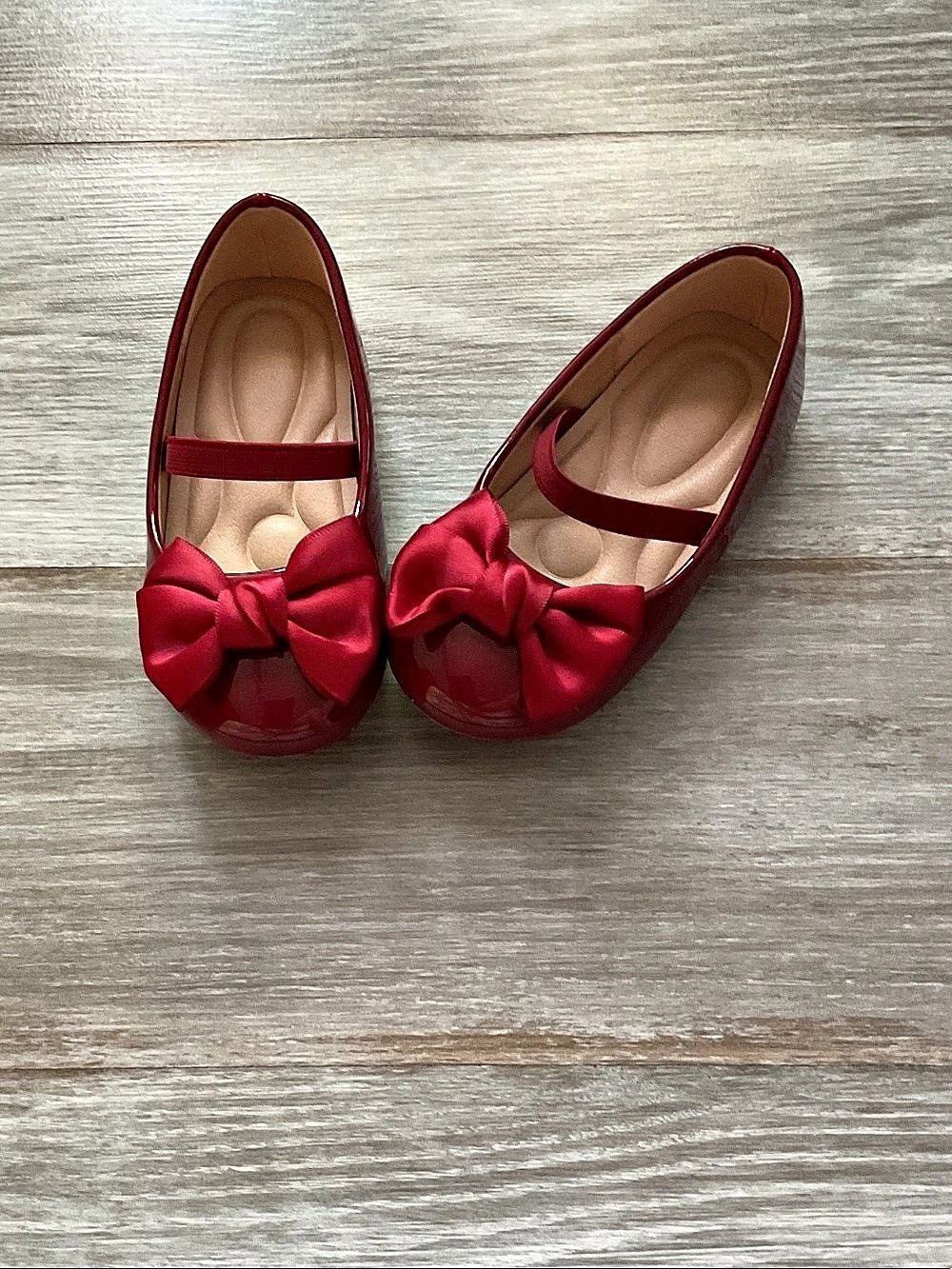 Burgundy Bow Mary Jane Flats